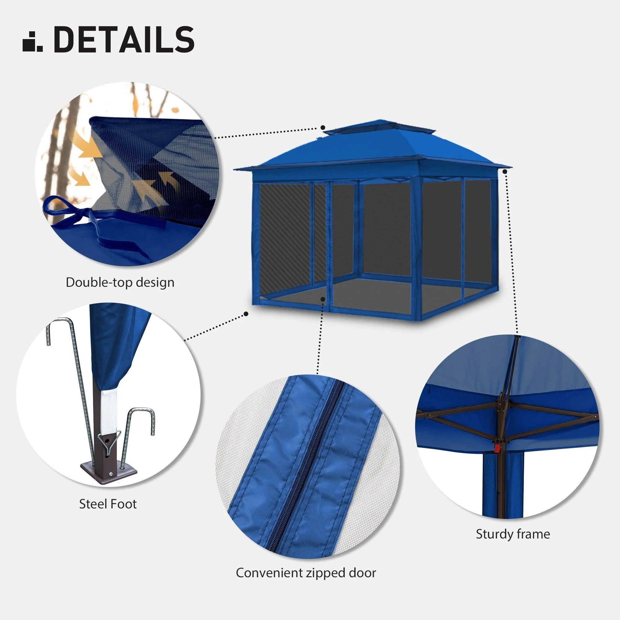 Tonnelle escamotable en acier Cozywor de 3,35 m x 3,35 m avec moustiquaire