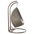 LeisureMod Fauteuil suspendu œuf 2 places avec support - Balançoire hamac de patio en rotin osier intérieur/extérieur avec coussins