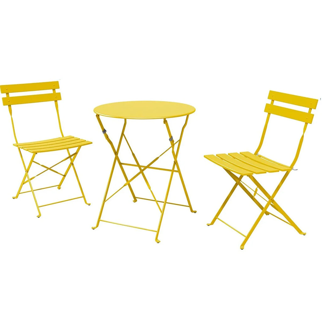 Ensemble bistro pliant 3 pièces en métal, salon de conversation intérieur/extérieur résistant aux intempéries pour patio, cour, jardin