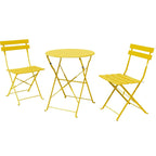 Ensemble bistro pliant 3 pièces en métal, salon de conversation intérieur/extérieur résistant aux intempéries pour patio, cour, jardin