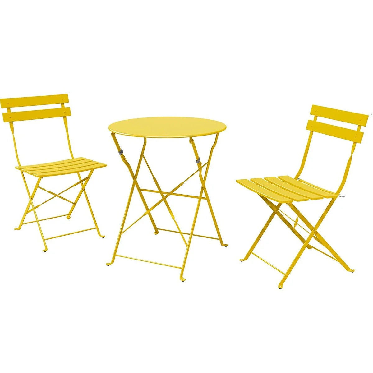 Ensemble bistro pliant 3 pièces en métal, salon de conversation intérieur/extérieur résistant aux intempéries pour patio, cour, jardin