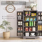 47 armoire de cuisine de ferme, buffet de rangement avec portes de grange - N/A