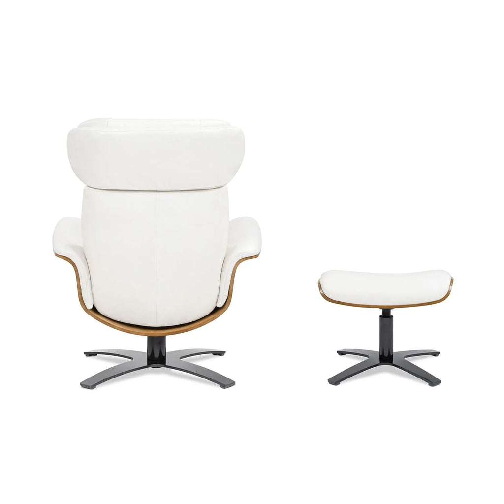 Fauteuil inclinable en cuir véritable Jovan 31.5 avec pouf
