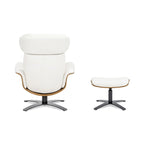 Fauteuil inclinable en cuir véritable Jovan 31.5 avec pouf