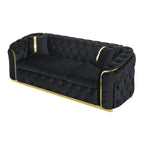 Canapé 3 places 90,6 Velvet avec 2 coussins haute densité, accents dorés et coussins