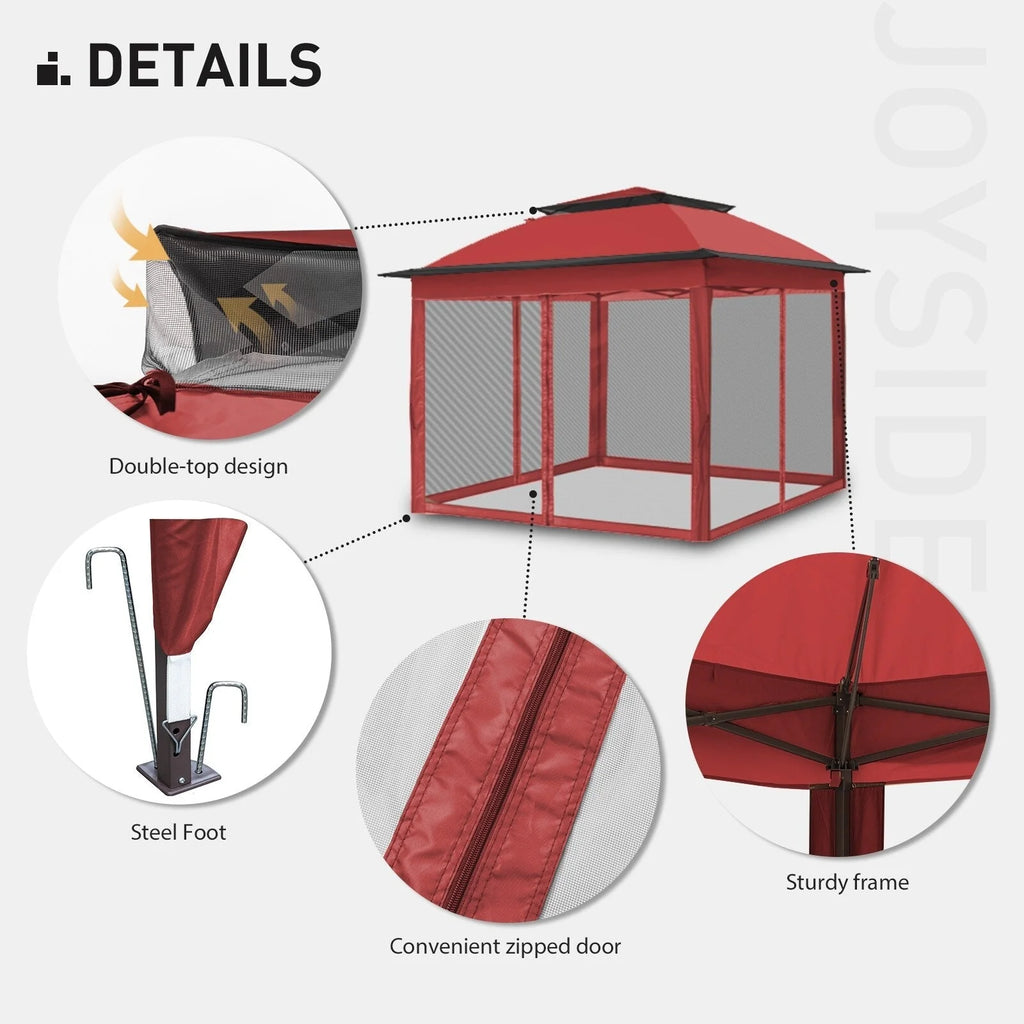 Tonnelle escamotable en acier Cozywor de 3,35 m x 3,35 m avec moustiquaire
