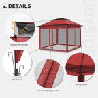 Tonnelle escamotable en acier Cozywor de 3,35 m x 3,35 m avec moustiquaire
