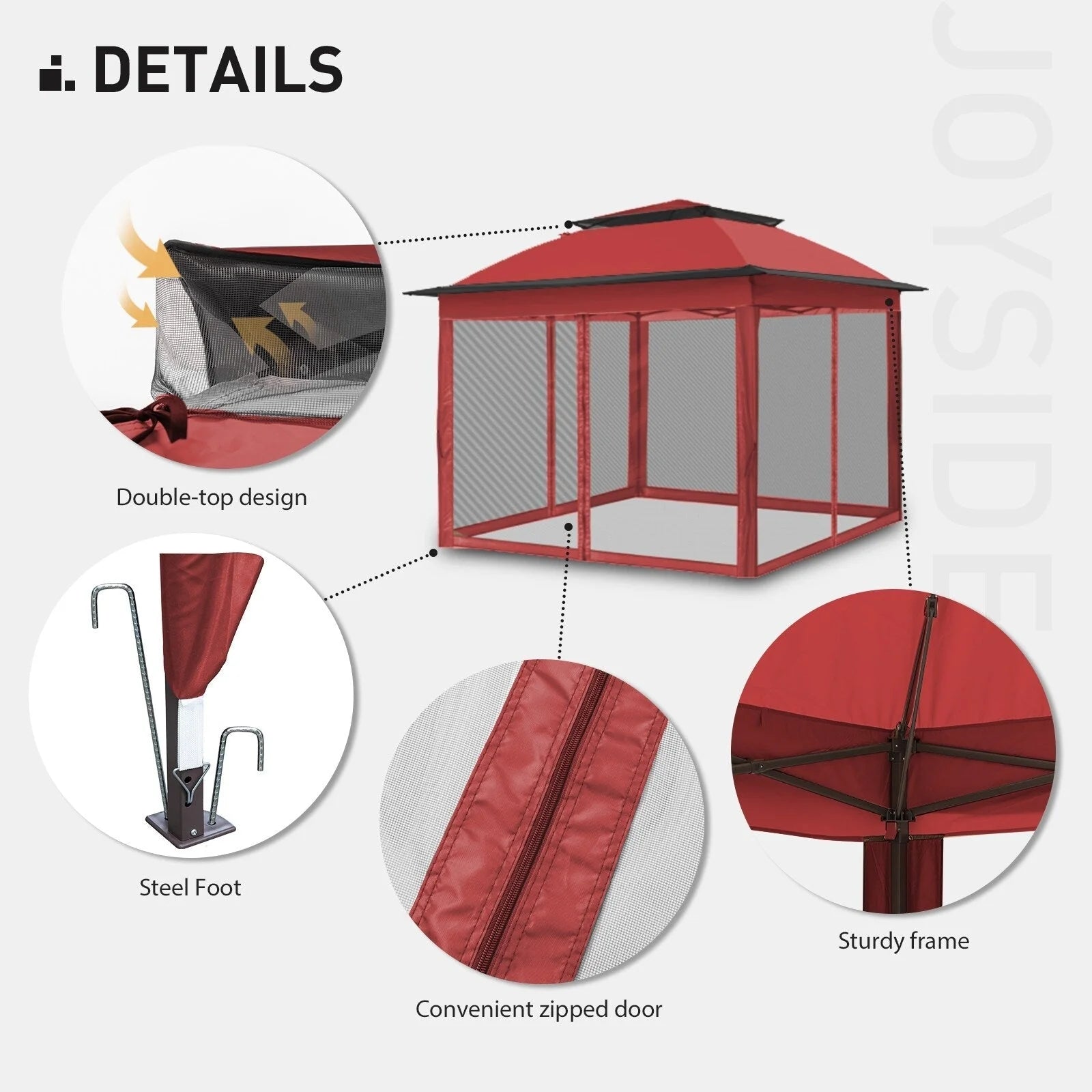 Tonnelle escamotable en acier Cozywor de 3,35 m x 3,35 m avec moustiquaire