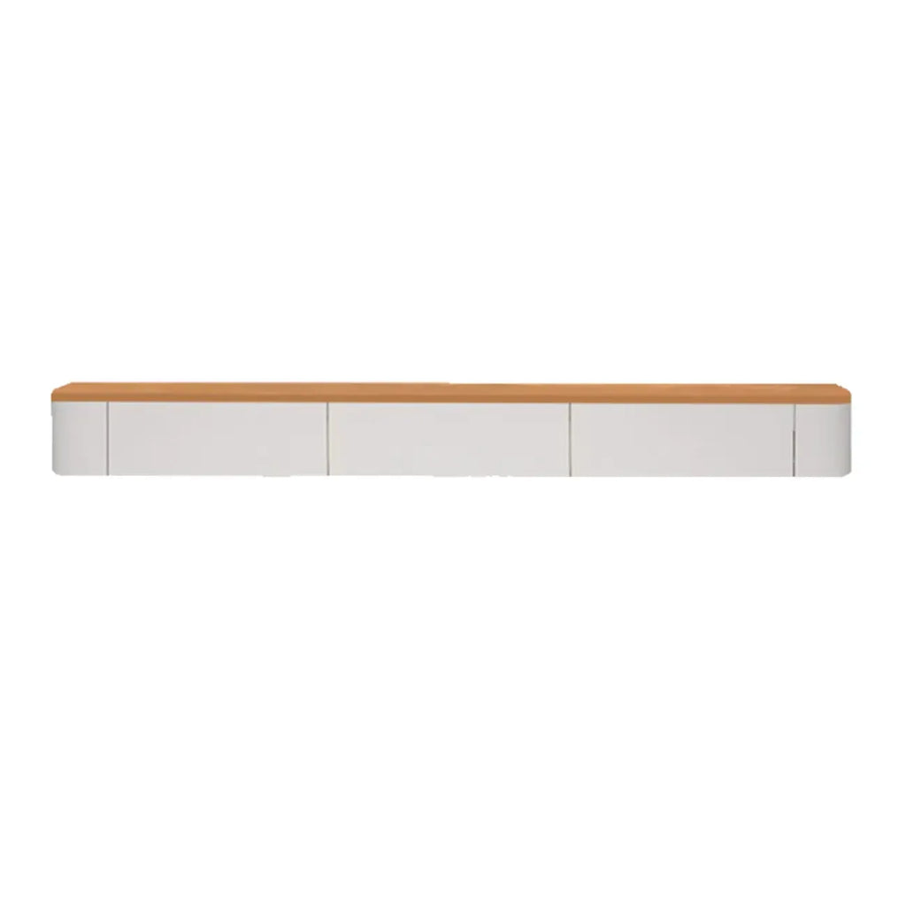 Meuble TV flottant contemporain en bois blanc avec tiroirs