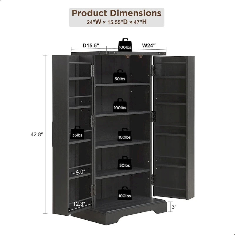 47 armoire de cuisine de ferme, buffet de rangement avec portes de grange - N/A