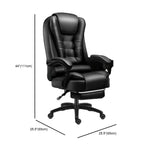 Fauteuil de bureau ergonomique pivotant en cuir noir avec repose-pieds