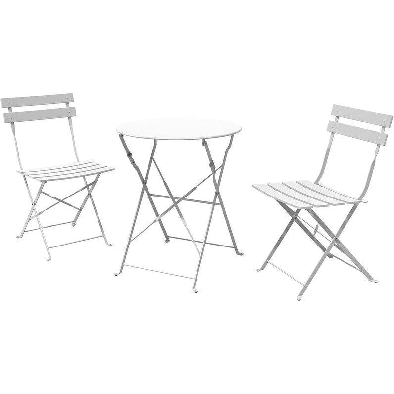 Ensemble bistro pliant 3 pièces en métal, ensemble de conversation intérieur/extérieur résistant aux intempéries pour patio, cour, jardin