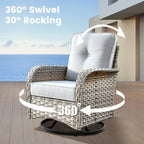 Ensemble de 9 chaises pivotantes en osier OVIOS pour l'extérieur avec table brasero