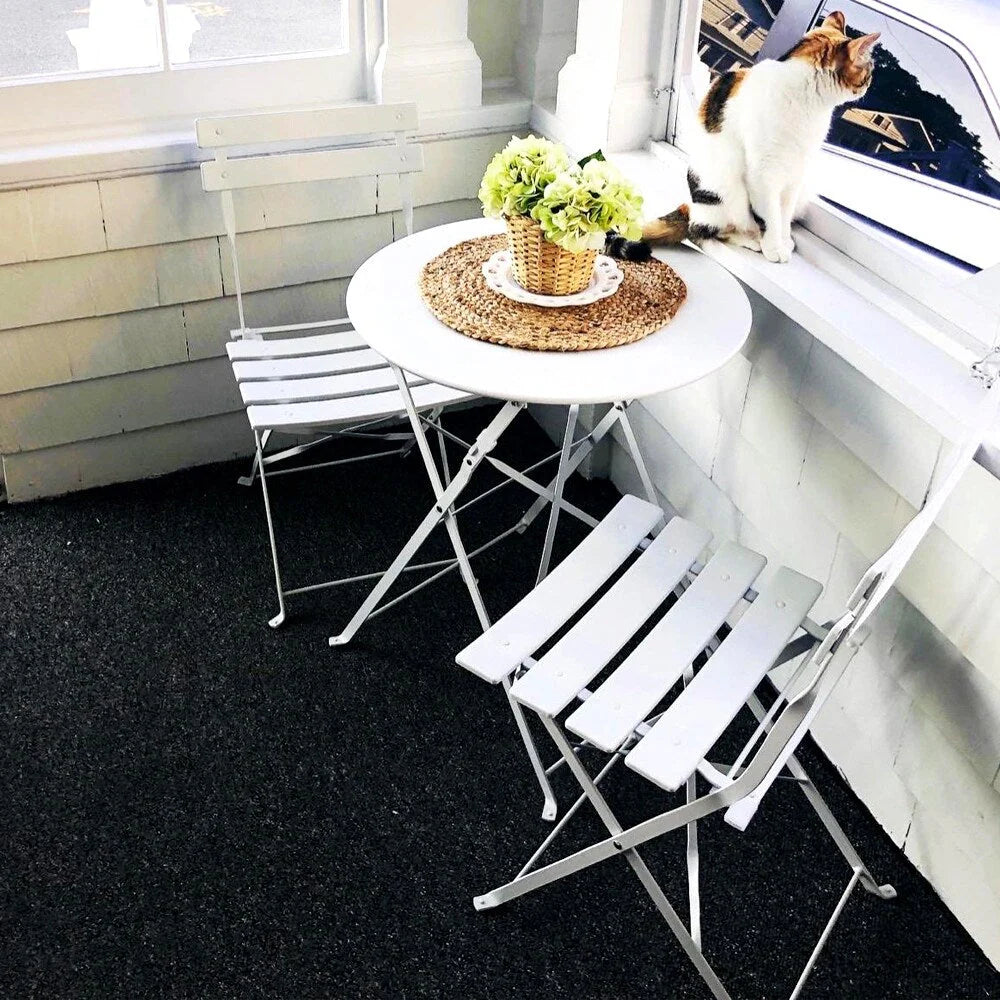 Ensemble bistro pliant 3 pièces en métal, salon de conversation intérieur/extérieur résistant aux intempéries pour patio, cour, jardin