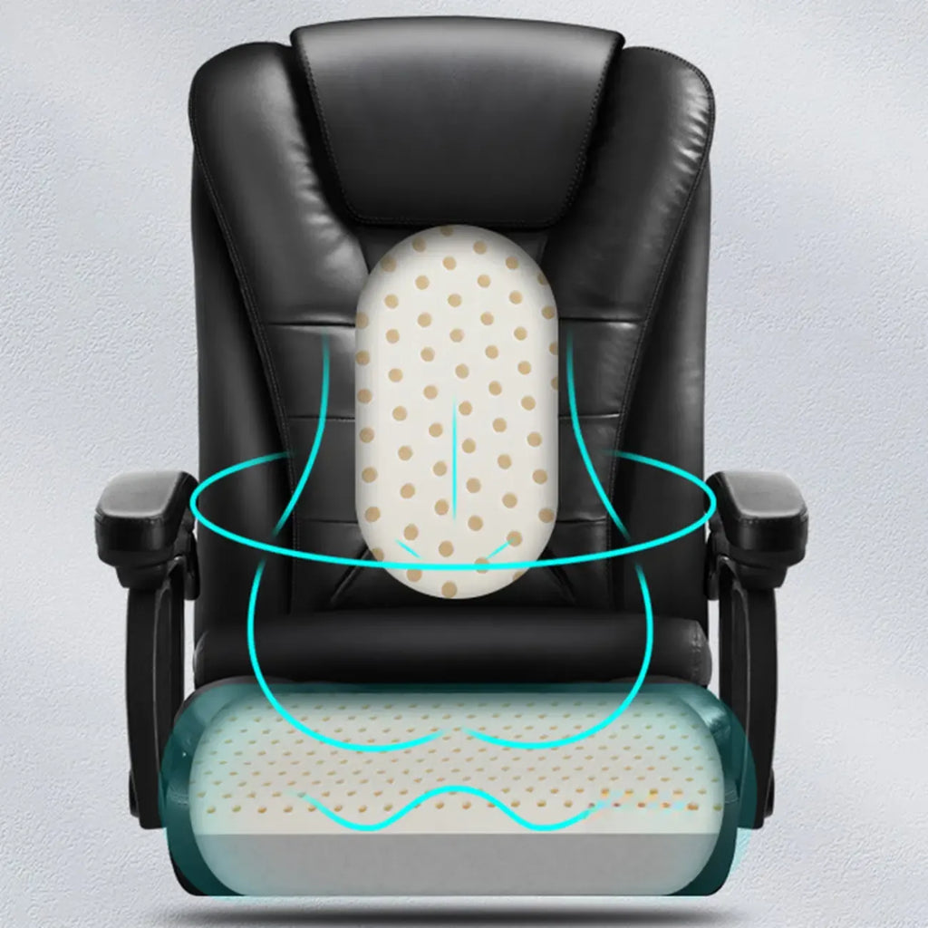 Fauteuil de bureau ergonomique pivotant en cuir noir avec repose-pieds