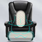 Fauteuil de bureau ergonomique pivotant en cuir noir avec repose-pieds