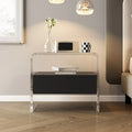 Table de chevet avec tiroirs de rangement en acrylique blanc transparent