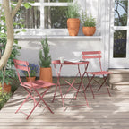 Ensemble bistro pliant 3 pièces en métal, salon de conversation intérieur/extérieur résistant aux intempéries pour patio, cour, jardin