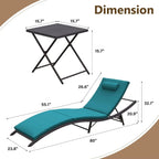 Ensemble de 3 chaises longues d'extérieur Kullavik