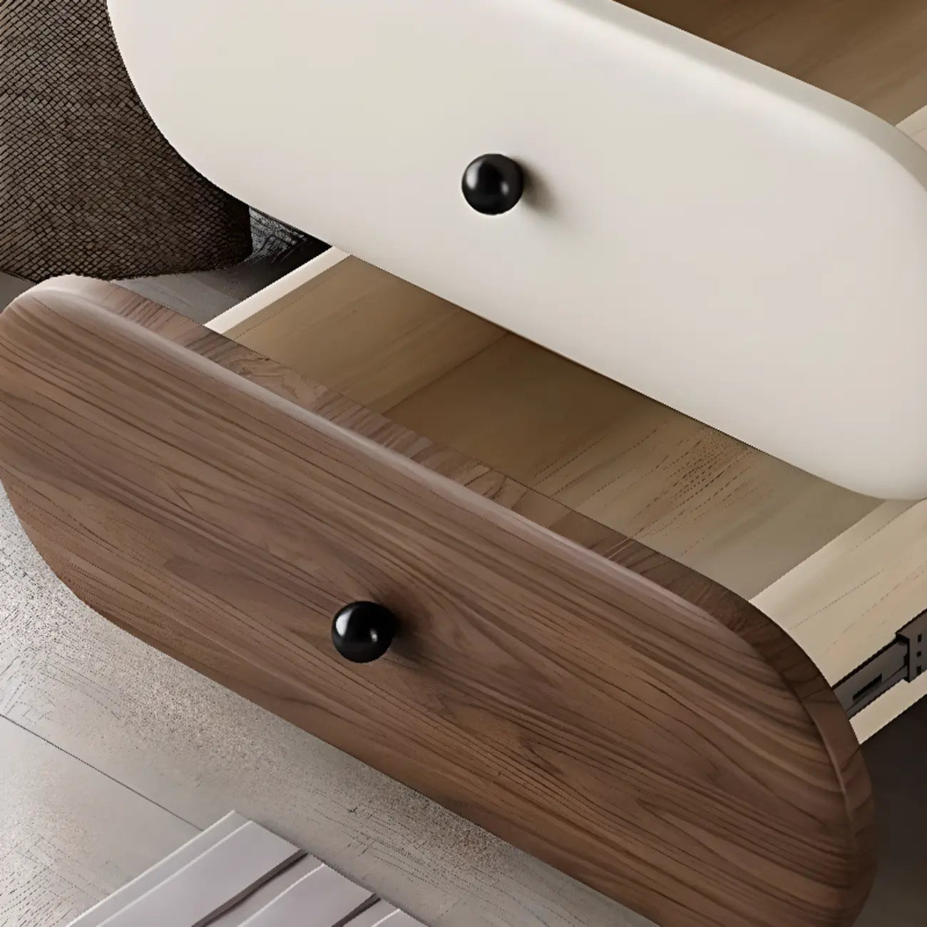 Table de chevet bicolore moderne avec tiroirs de rangement