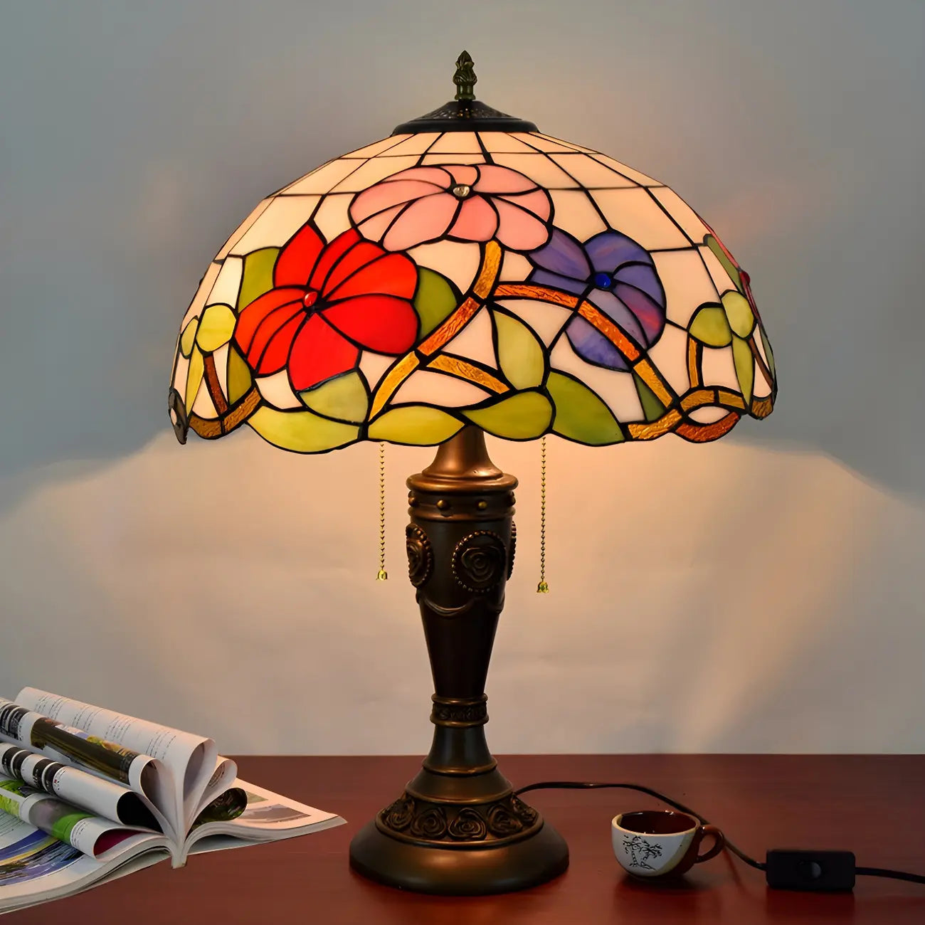 Lampe de table à dôme en verre inoxydable vintage 2 lumières HomeyFad