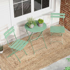 Ensemble bistro pliant 3 pièces en métal, salon de conversation intérieur/extérieur résistant aux intempéries pour patio, cour, jardin