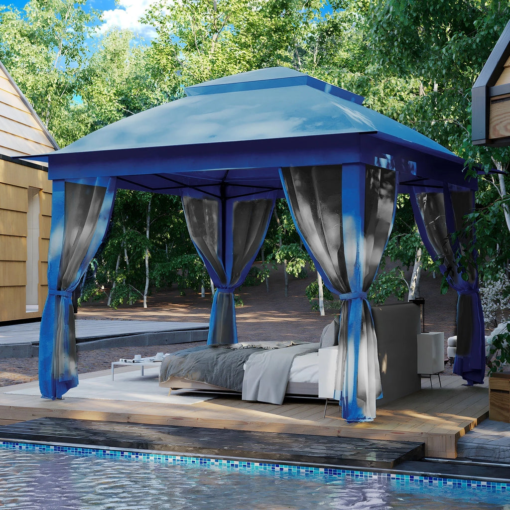 Tonnelle escamotable en acier Cozywor de 3,35 m x 3,35 m avec moustiquaire