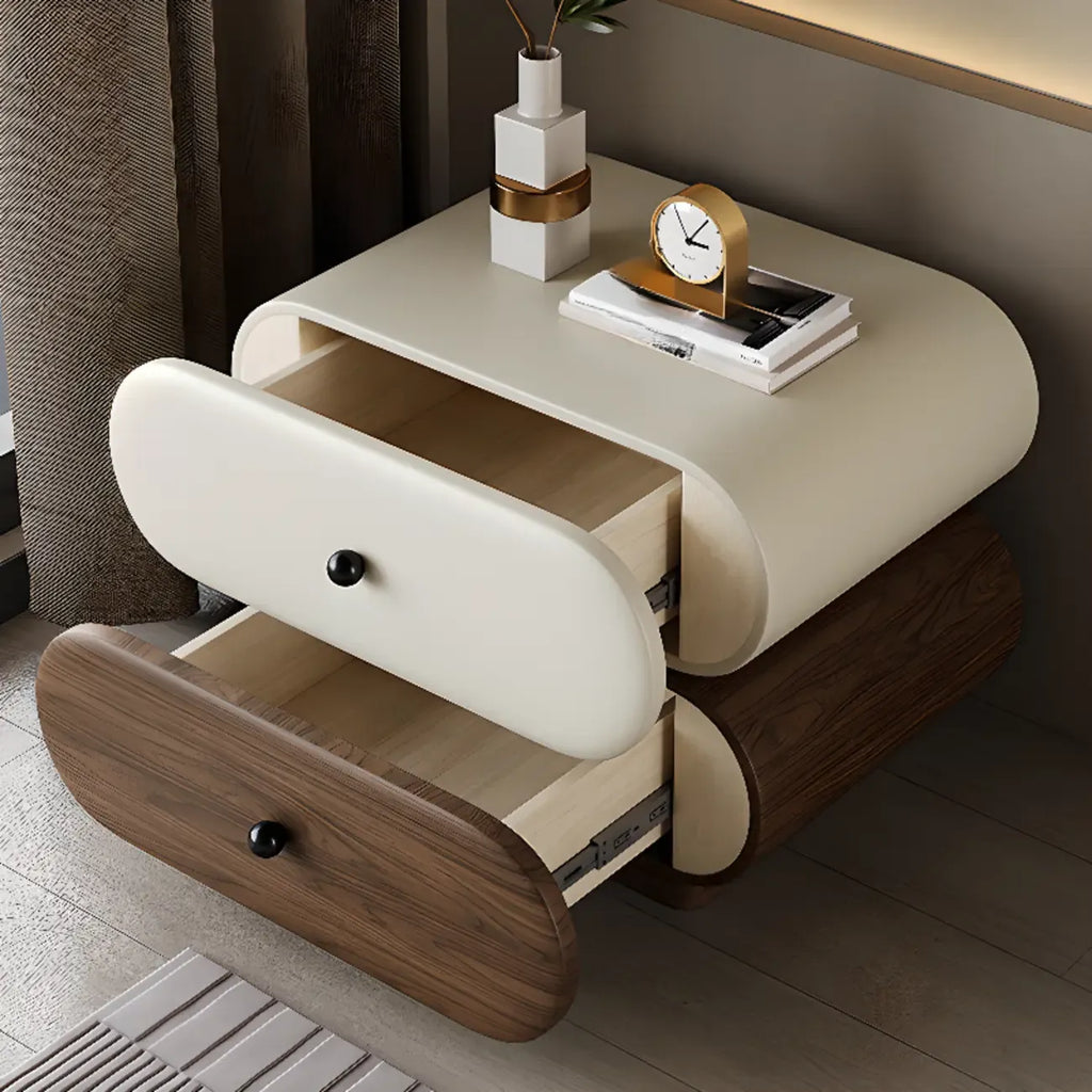 Table de chevet bicolore moderne avec tiroirs de rangement