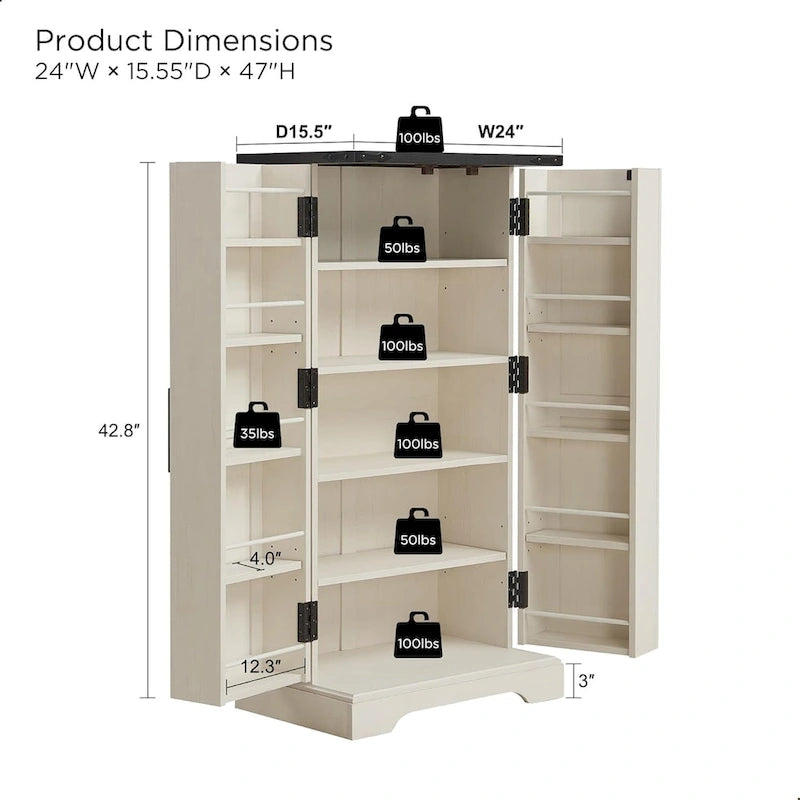 47 armoire de cuisine de ferme, buffet de rangement avec portes de grange - N/A