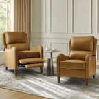 Fauteuil inclinable Brigida moderne en cuir véritable avec clous décoratifs et repose-pieds réglable (lot de 2) par HULALA HOME
