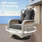 Ensemble de 9 chaises pivotantes en osier OVIOS pour l'extérieur avec table brasero