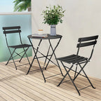 Ensemble bistro pliant 3 pièces en métal, ensemble de conversation intérieur/extérieur résistant aux intempéries pour patio, cour, jardin
