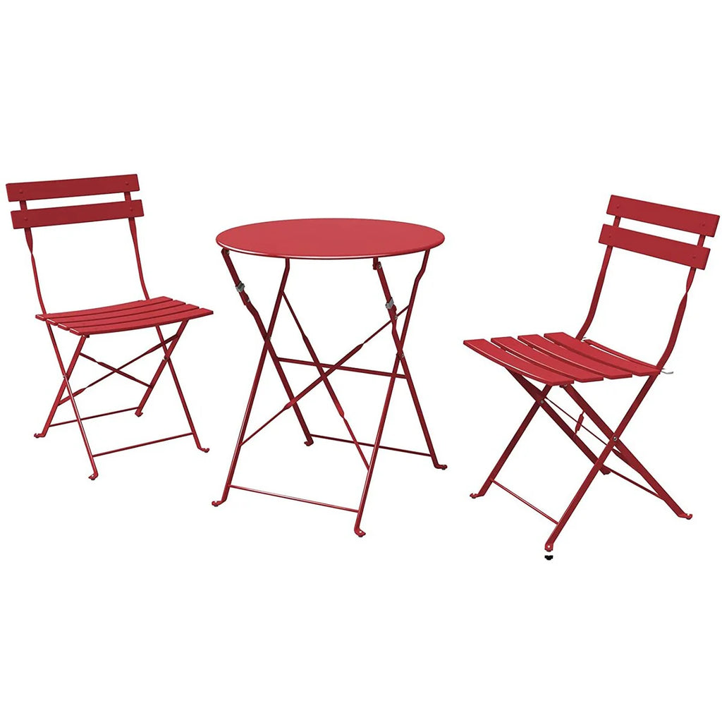 Ensemble bistro pliant 3 pièces en métal, salon de conversation intérieur/extérieur résistant aux intempéries pour patio, cour, jardin