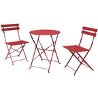 Ensemble bistro pliant 3 pièces en métal, salon de conversation intérieur/extérieur résistant aux intempéries pour patio, cour, jardin