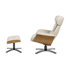 Fauteuil inclinable en cuir véritable Jovan 31.5 avec pouf