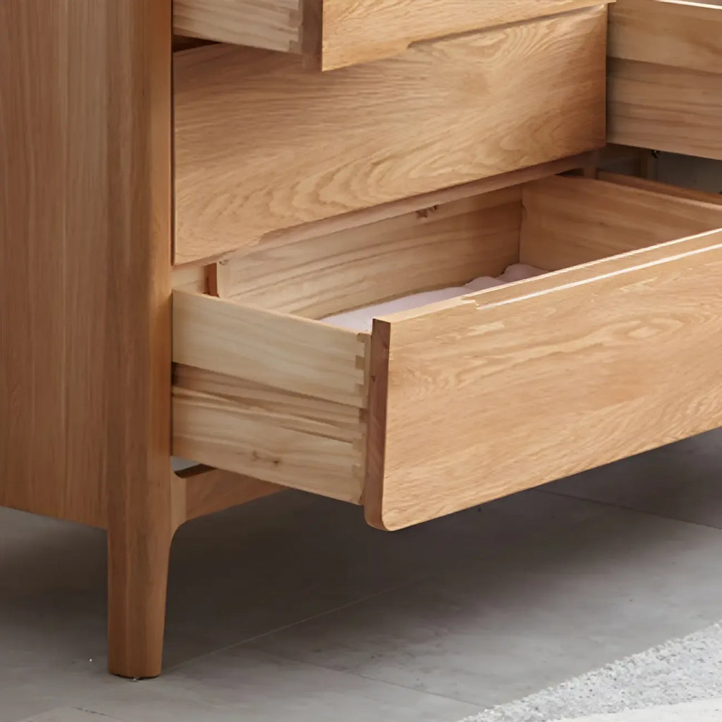 Commode double en chêne naturel traditionnel pour chambre à coucher