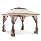 Tonnelle escamotable en acier Cozywor de 3,35 m x 3,35 m avec moustiquaire