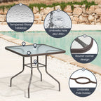 Ensemble de patio 6 pièces Pellebant avec table, parasol et 4 chaises pliantes - 22,4 L x 26,8 P x 34,4 H