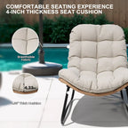 Chaises Papasan d'extérieur avec coussin, chaises confortables de patio en rotin PE avec table d'appoint