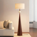 Lampadaire contemporain en métal conique avec abat-jour en tissu