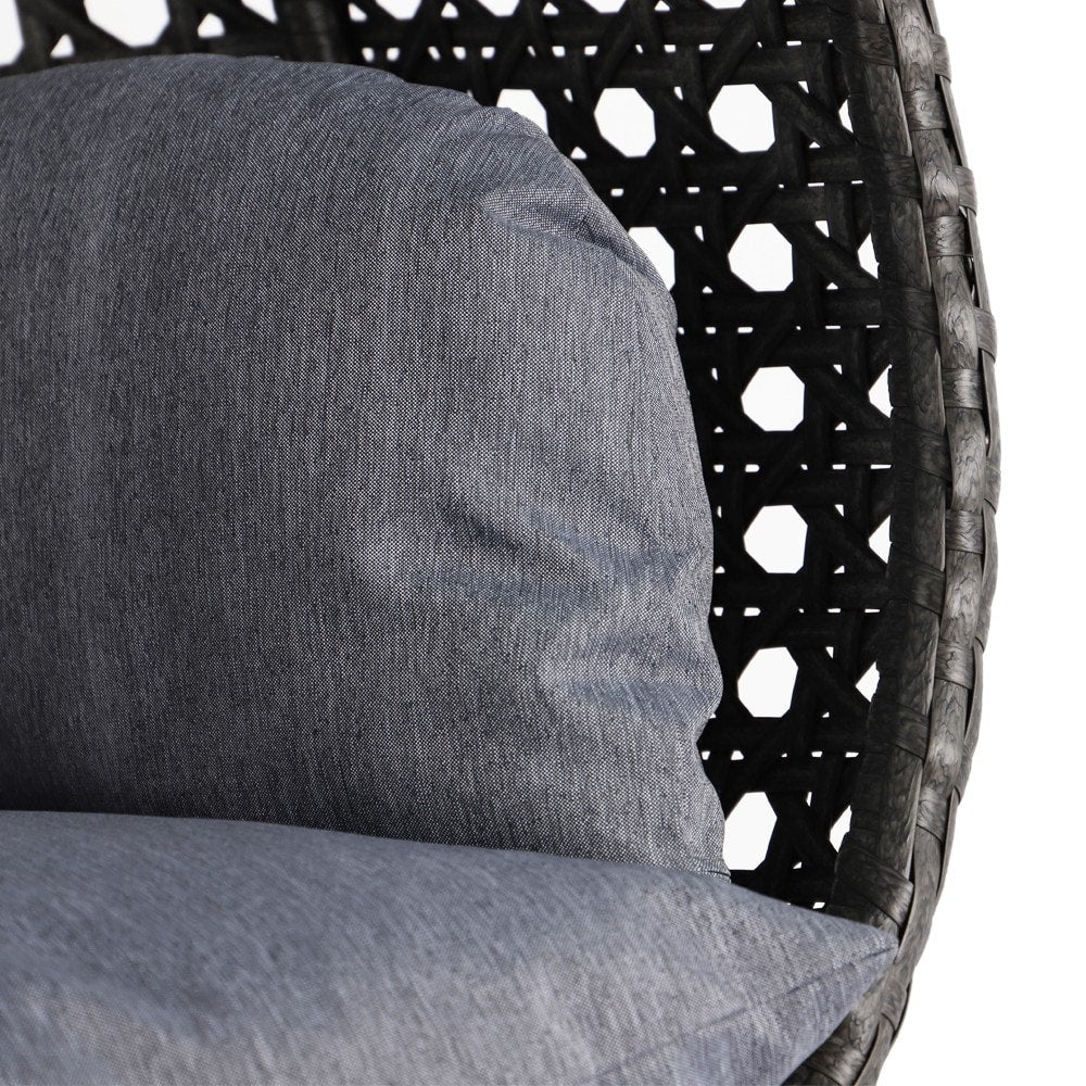 LeisureMod Fauteuil suspendu œuf 2 places avec support - Balançoire hamac de patio en rotin osier intérieur/extérieur avec coussins