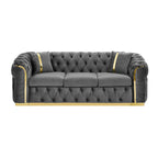 Canapé 3 places 90,6 Velvet avec 2 coussins haute densité, accents dorés et coussins