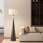 Lampadaire contemporain en métal conique avec abat-jour en tissu