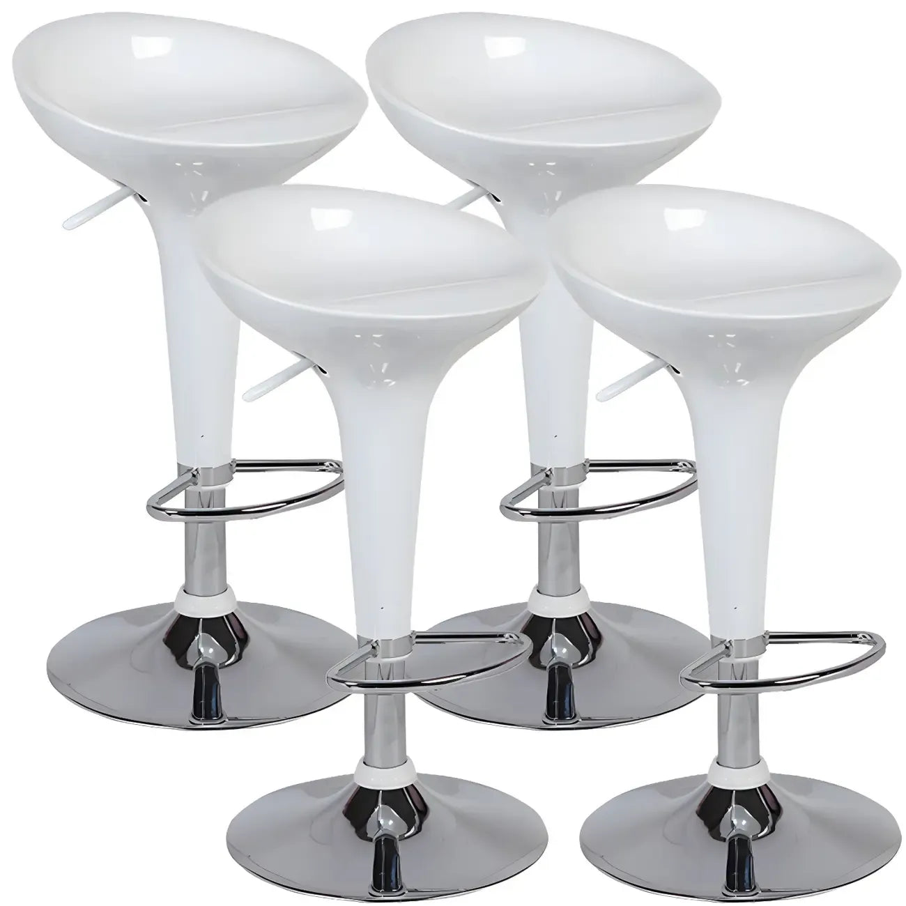 Tabouret de bar pivotant en plastique chromé réglable en hauteur