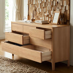 Commode double en chêne naturel traditionnel pour chambre à coucher