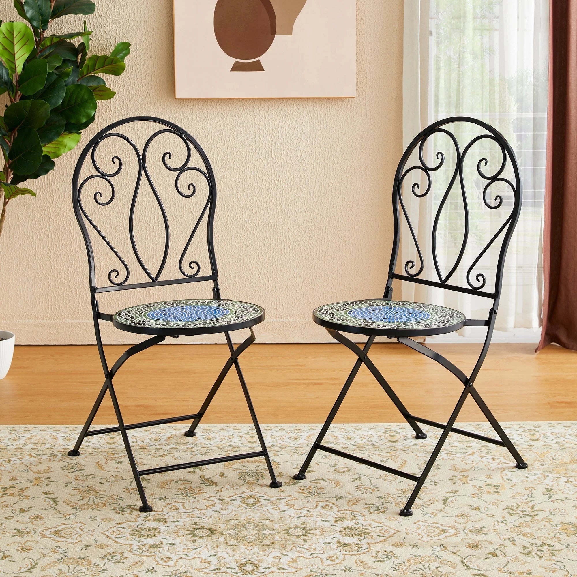 Ensemble bistrot pliant en métal Glitzhome pour extérieur, 3 pièces, table et chaises de patio