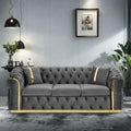Canapé 3 places 90,6 Velvet avec 2 coussins haute densité, accents dorés et coussins