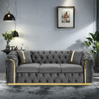 Canapé 3 places 90,6 Velvet avec 2 coussins haute densité, accents dorés et coussins