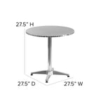 Table d'intérieur/extérieur en aluminium à plateau lisse de 27,5 po avec base