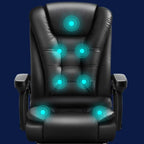 Fauteuil de bureau ergonomique pivotant en cuir noir avec repose-pieds